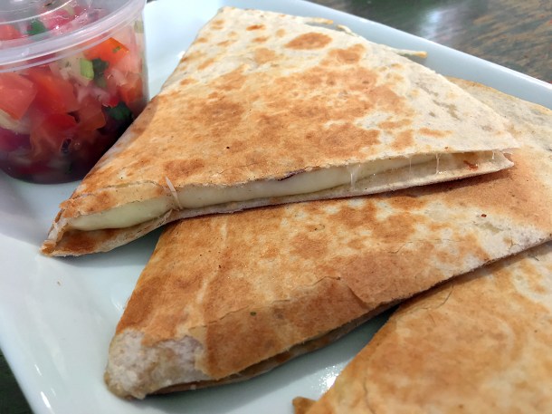 illustrative photo of the cheese quesadilla at La Chingada
