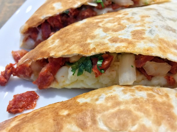 illustrative photo of the chorizo cheese quesadilla at La Chingada