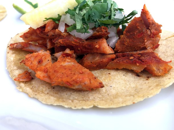 illustrative photo of the pastor shepherd tacos at La Chingada