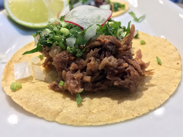 illustrative photo of the suadero Mexican tacos at La Chingada