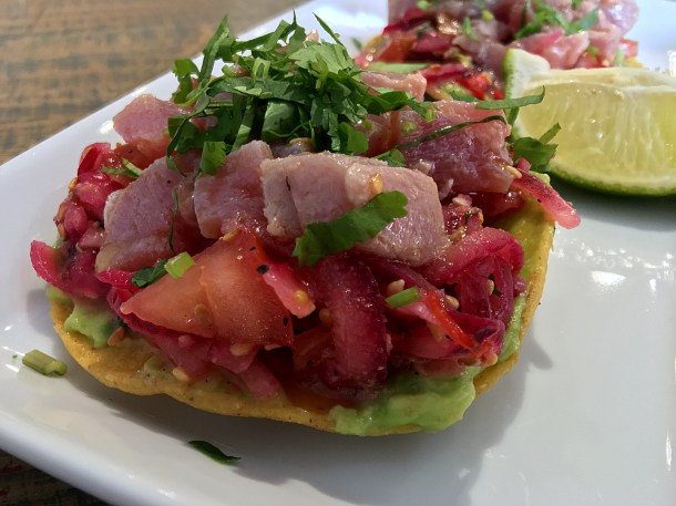 illustrative photos of the tuna tostadas at La Chingada