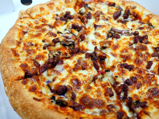 illustrative photo of the Bolognese pizza from Pizza 2 Go Southwark