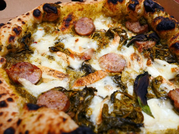 illustrative photo of the salsicca and friarelli pizza from Bon Vino Maltby