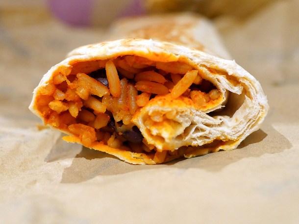 illustrative photo of the double cheese black bean burrito from Taco Bell Woolwich