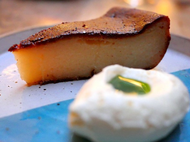 illustrative photo of the burnt cassava cheesecake at Sarap Bistro Mayfair
