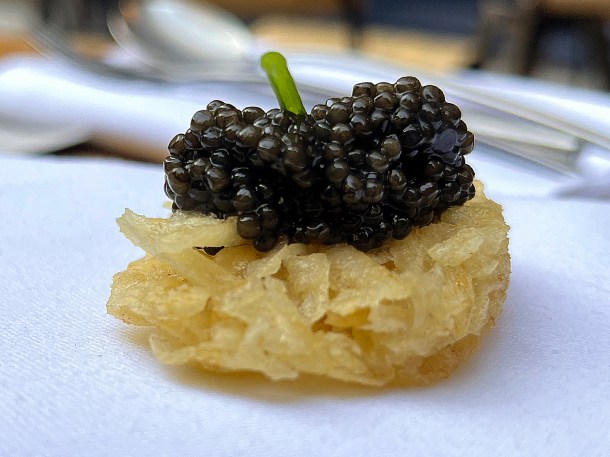 illustrative photo of the cassava hash brown with caviar at Sarap Bistro Mayfair