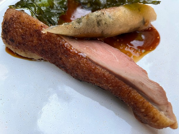illustrative photo of the roasted duck and duck lumpia at Sarap Bistro Mayfair