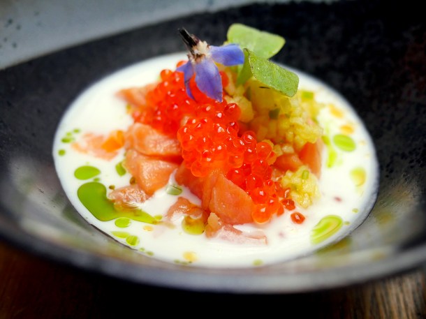 illustrative photo of the trout kinilaw at Sarap Bistro Mayfair