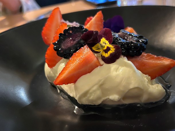 illustrative photo of the lemon posset with berries at the Hebridean Inn