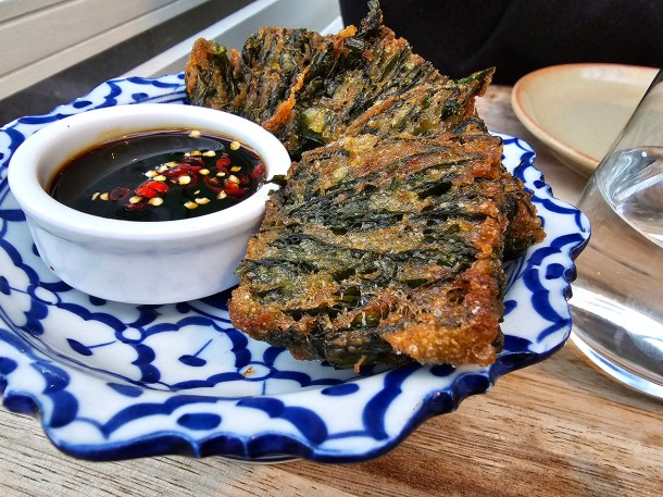 illustrative photo of the chive cakes at Begging Bowl
