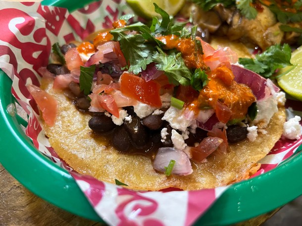 illustrative photo of the beans and cheese tacos at Taca Tacos Deptford