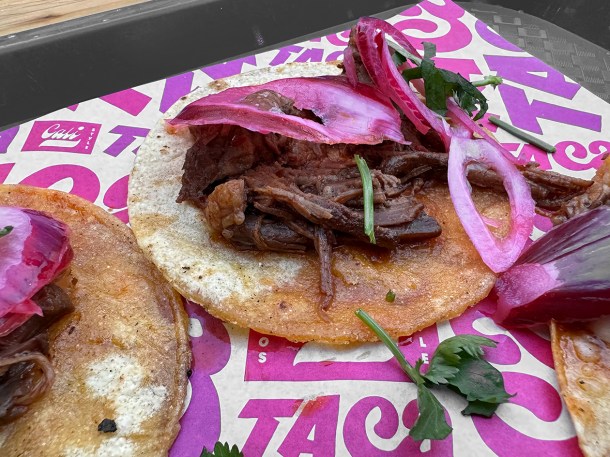 illustrative photo of the soft shell birria tacos at Taca Tacos Deptford London