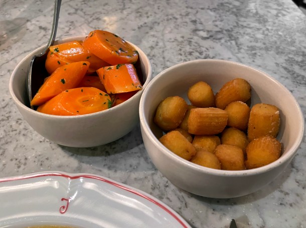 illustrative photo of the Vichy carrots and Duchesse potatoes at Josephine Bouchon