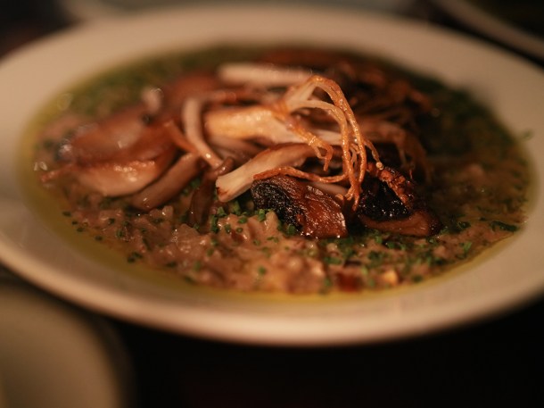 illustrative photo of the wild mushroom rice at Hausu Peckham